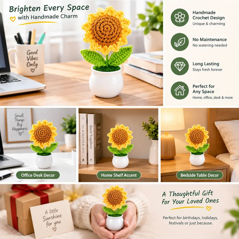 Crochet Flower Pot - Sunflower