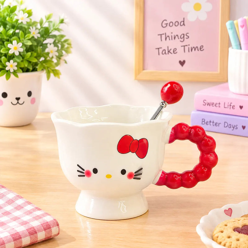 Cute Cartoon Ceramic Coffee Mug - Puppy & Kitty