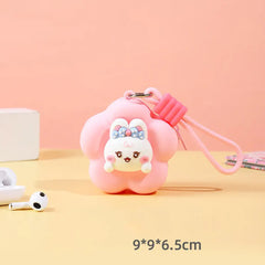 Mini Flower Silicone Wallet Charm With Cute Characters