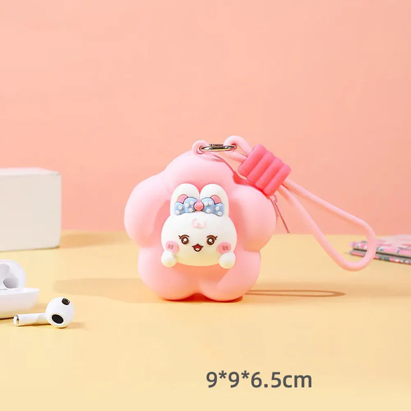 Mini Flower Silicone Wallet Charm With Cute Characters
