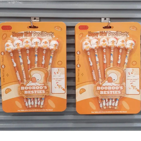 Cute Duck Themed Premium Pencil Set with Eraser Tops