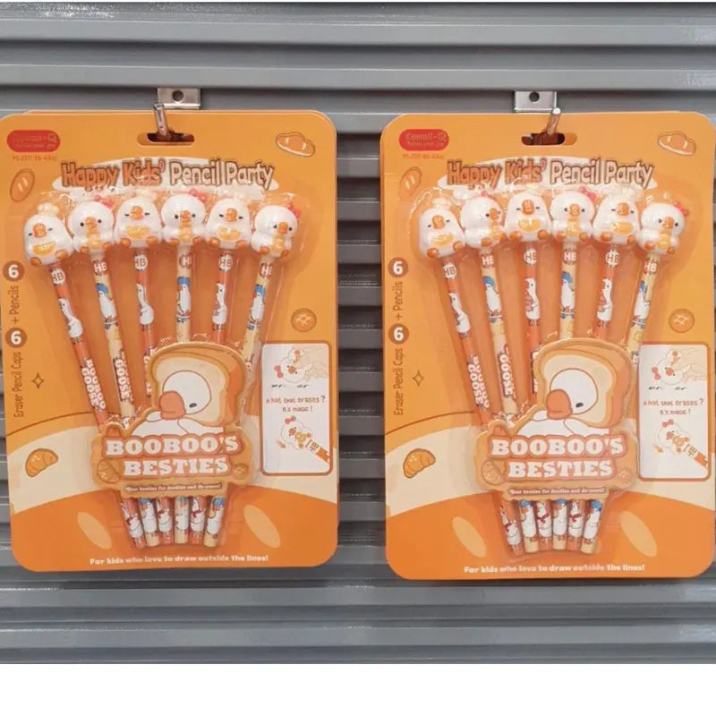 Cute Duck Themed Premium Pencil Set with Eraser Tops