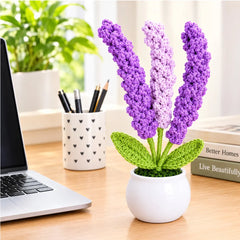 Crochet Flower Pot - Lavender Flower