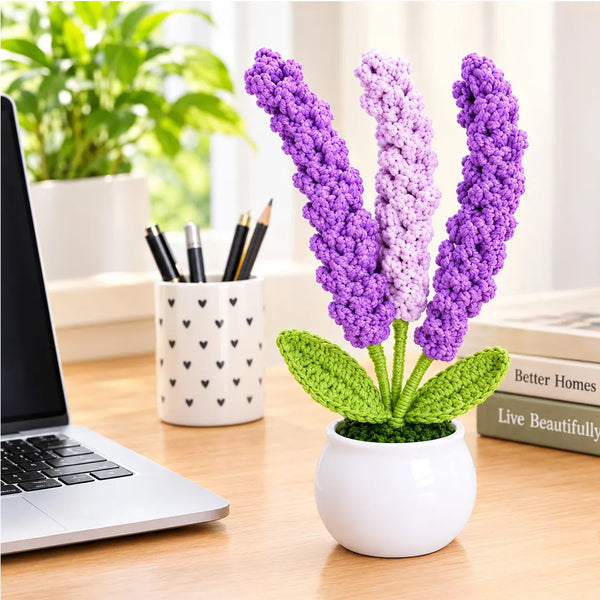 Crochet Flower Pot - Lavender Flower