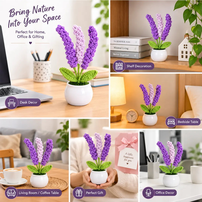 Crochet Flower Pot - Lavender Flower