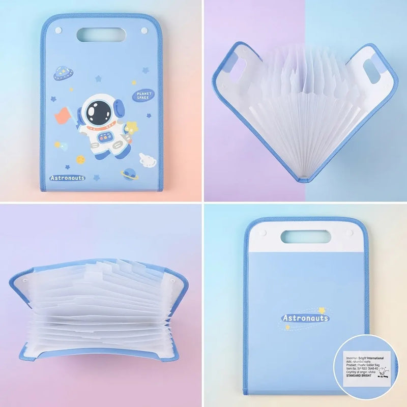 Kawaii Blue Astronaut File Folder with Handle Storage