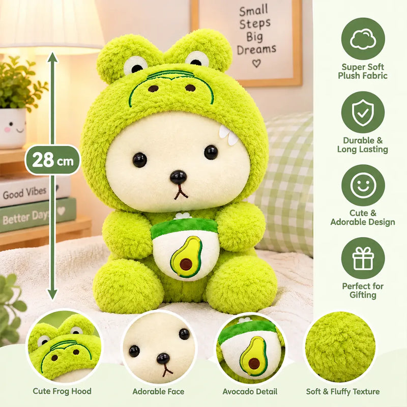 Fluffy Plush Green and White Cuddle Teddy - 28 cm