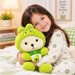 Fluffy Plush Green and White Cuddle Teddy - 28 cm