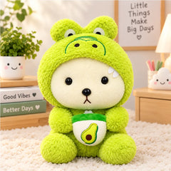 Fluffy Plush Green and White Cuddle Teddy - 28 cm