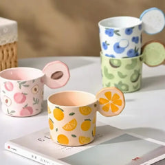 Cute Fruit Design Porcelain Mug, Coffee & Tea Cup with Handle