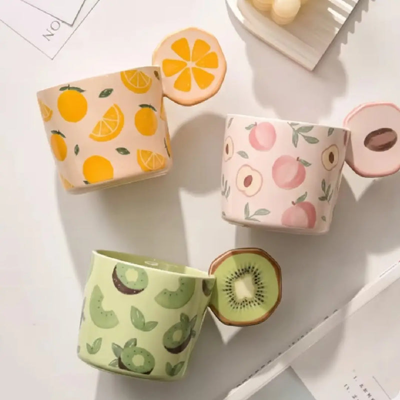 Cute Fruit Design Porcelain Mug, Coffee & Tea Cup with Handle