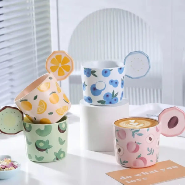 Cute Fruit Design Porcelain Mug, Coffee & Tea Cup with Handle