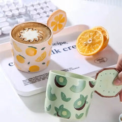 Cute Fruit Design Porcelain Mug, Coffee & Tea Cup with Handle