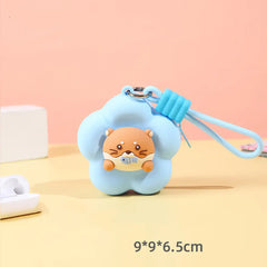 Mini Flower Silicone Wallet Charm With Cute Characters