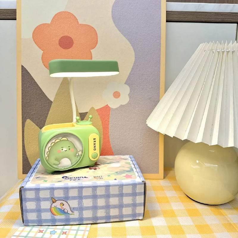 TV-Style Desk Lamp with Pen Holder and Sharpener