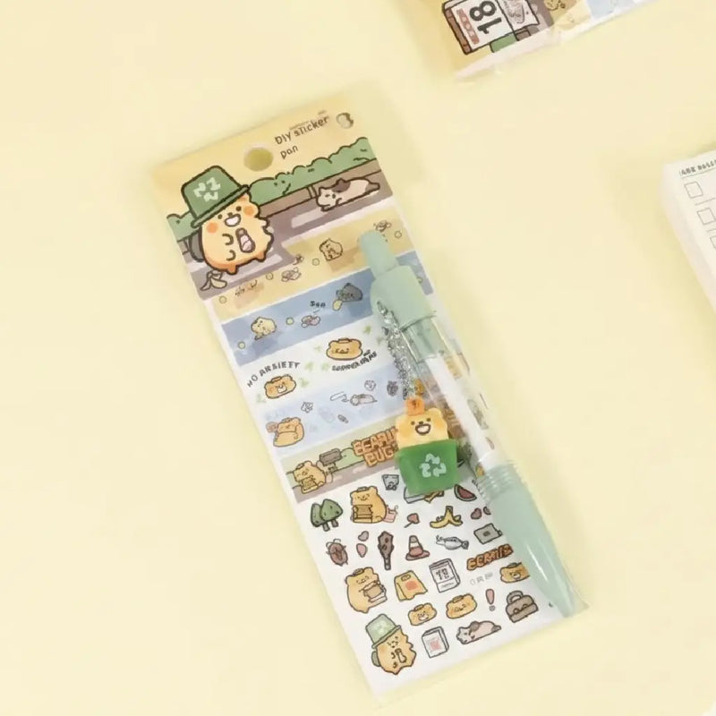 BearisBug Kawaii Gel Pen with Stickers – Customizable Design
