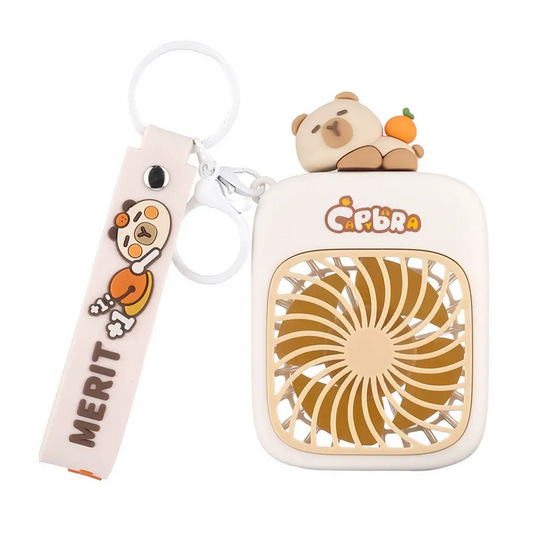 Capybara portable USB Rechargeable 5V Small Fan Keychain