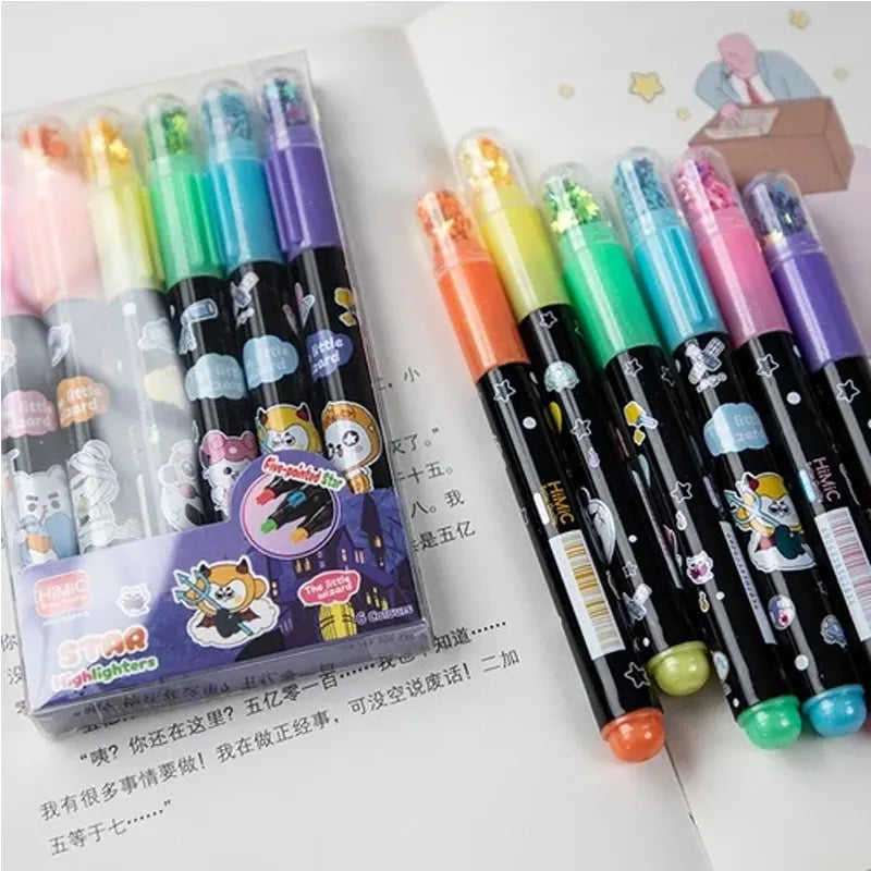 6-in-1 Star Highlighters Set - Bright, Bold & Fun