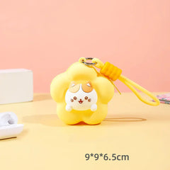 Mini Flower Silicone Wallet Charm With Cute Characters