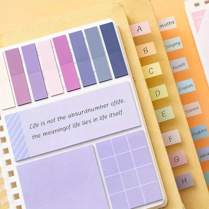 All-in-One Sticky Notes and Tabs Organizer-Spiral Notebook Adhesive Sheets
