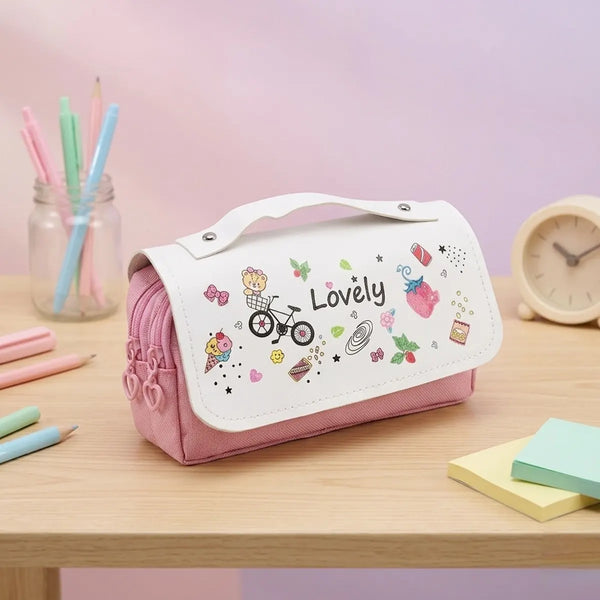 Lovely Pattern Multi-Layer Pencil Pouch