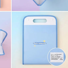 Kawaii Blue Astronaut File Folder with Handle Storage