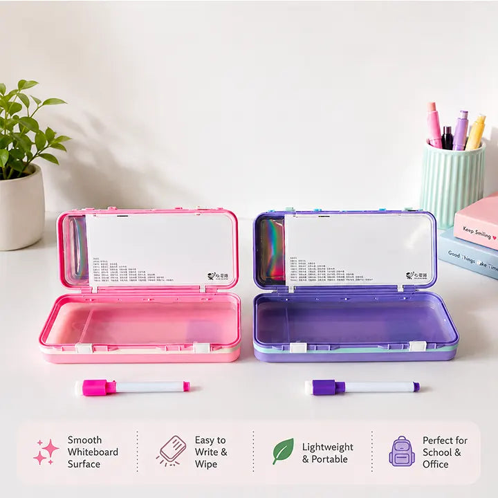 Kawaii Cute Bunny Pencil Box with Whiteboard and Marker