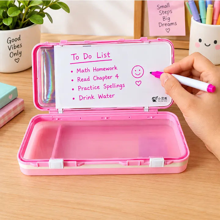 Kawaii Cute Bunny Pencil Box with Whiteboard and Marker