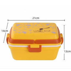 Double Layer Golden Yellow Bento Lunch Box With Handle