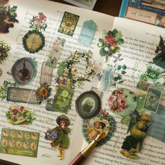 Brilliant Elegy Series Vintage Retro Journaling Stickers - 1 Book of 20 sheets
