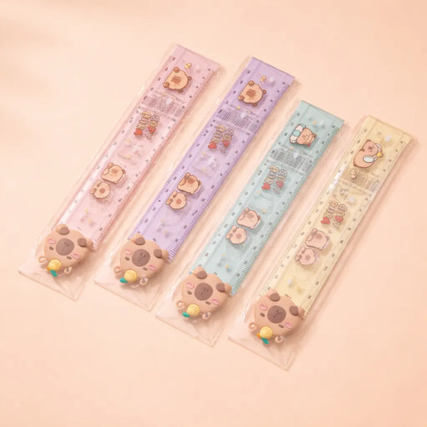 Kawaii Bear Folding Ruler – Cute Cartoon Transparent Measuring Scale