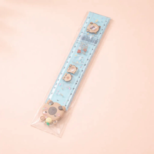 Kawaii Bear Folding Ruler – Cute Cartoon Transparent Measuring Scale