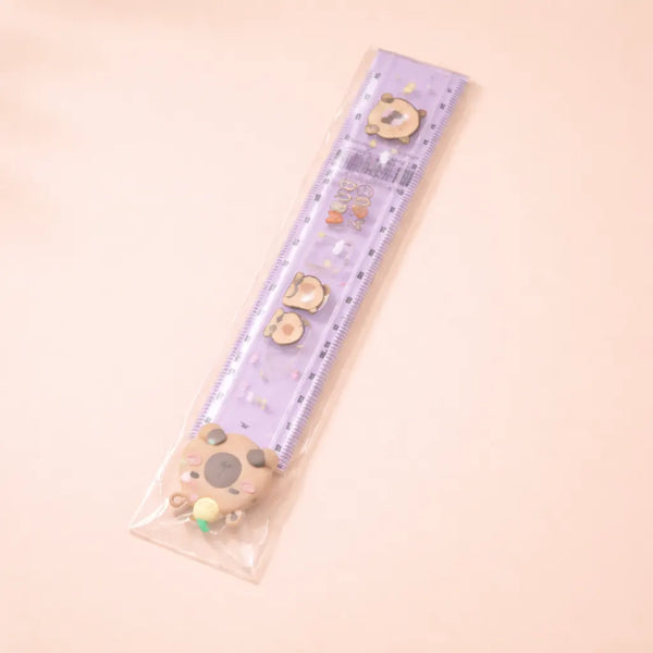 Kawaii Bear Folding Ruler – Cute Cartoon Transparent Measuring Scale