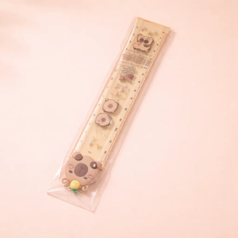 Kawaii Bear Folding Ruler – Cute Cartoon Transparent Measuring Scale