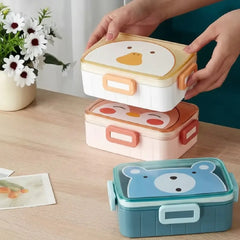 Cute Animal Print Lunch Box with Compartments