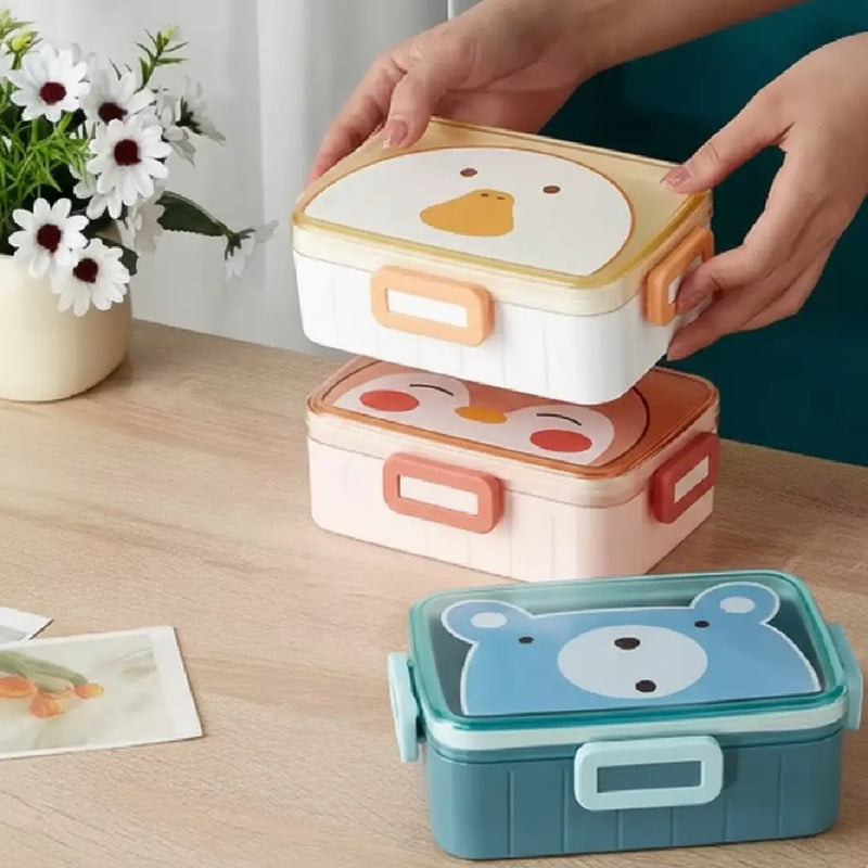 Cute Animal Print Lunch Box with Compartments