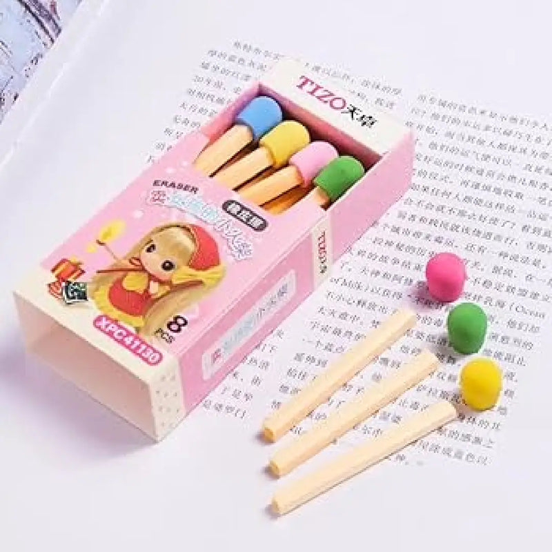 Rubber Matchstick Pencil Eraser – Pocket Size Fun