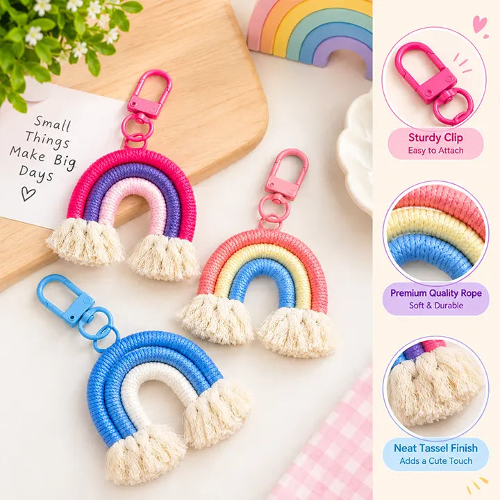Mini Rainbow Macrame Bag Charm