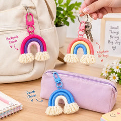 Mini Rainbow Macrame Bag Charm