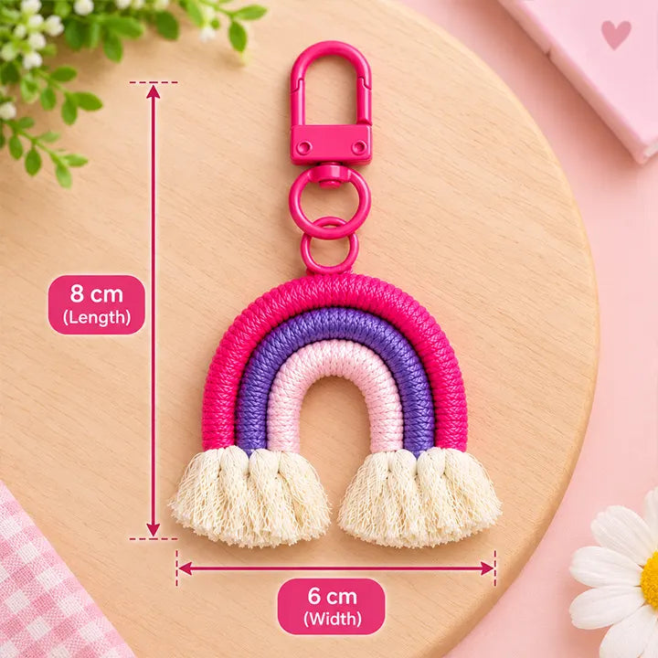 Mini Rainbow Macrame Bag Charm