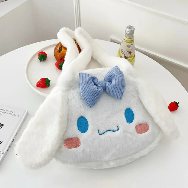 Kawaii Cinnamoroll Plush Bunny Bow Sling Bag – Cozy Furry Finish
