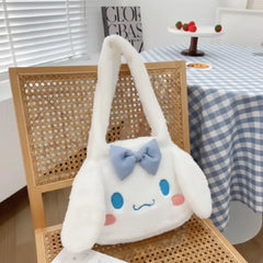 Kawaii Cinnamoroll Plush Bunny Bow Sling Bag – Cozy Furry Finish