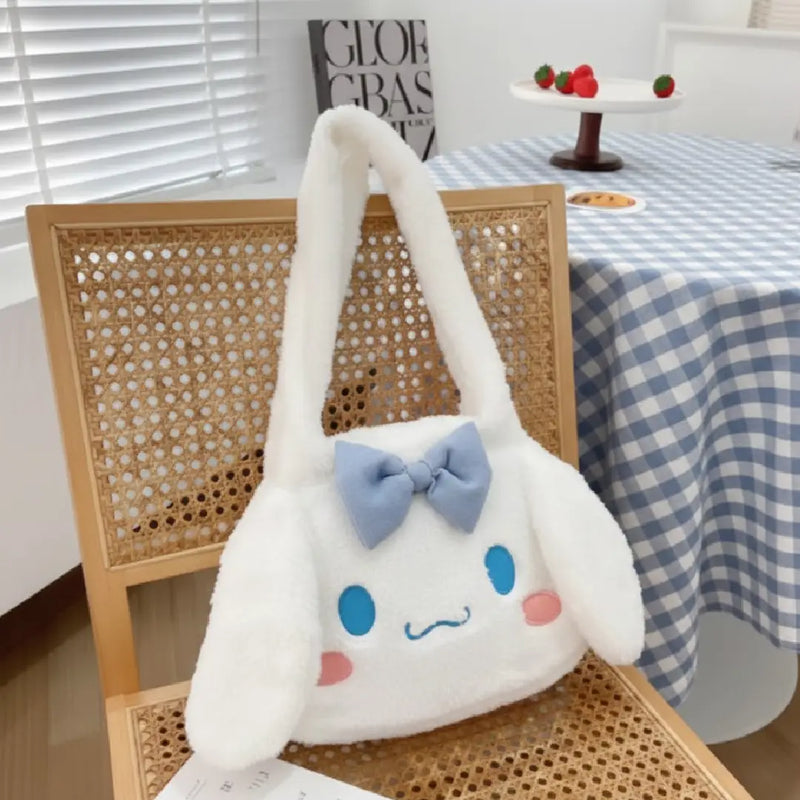 Kawaii Cinnamoroll Plush Bunny Bow Sling Bag – Cozy Furry Finish