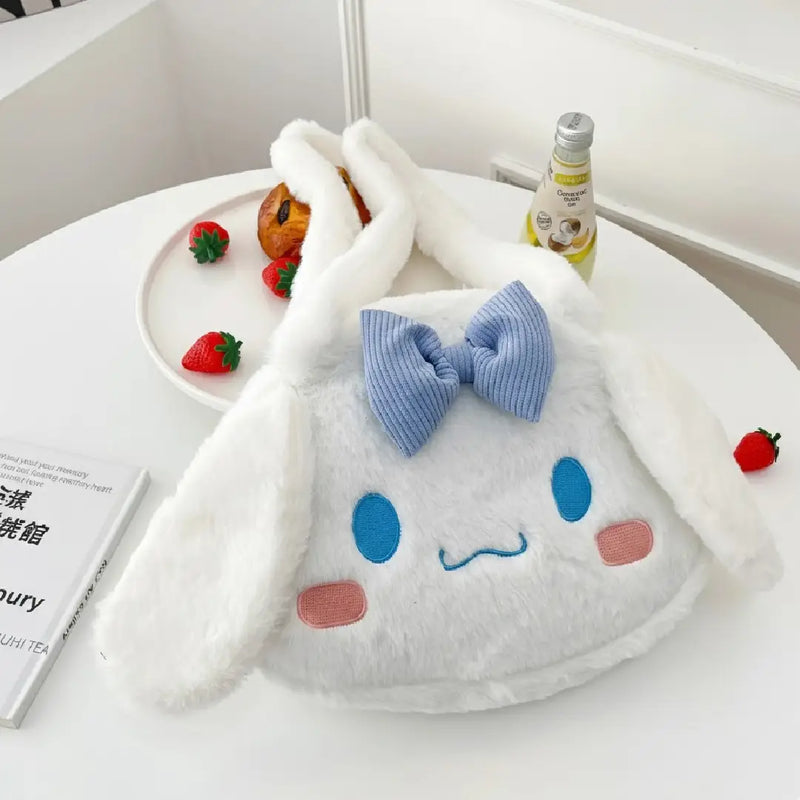 Kawaii Cinnamoroll Plush Bunny Bow Sling Bag – Cozy Furry Finish