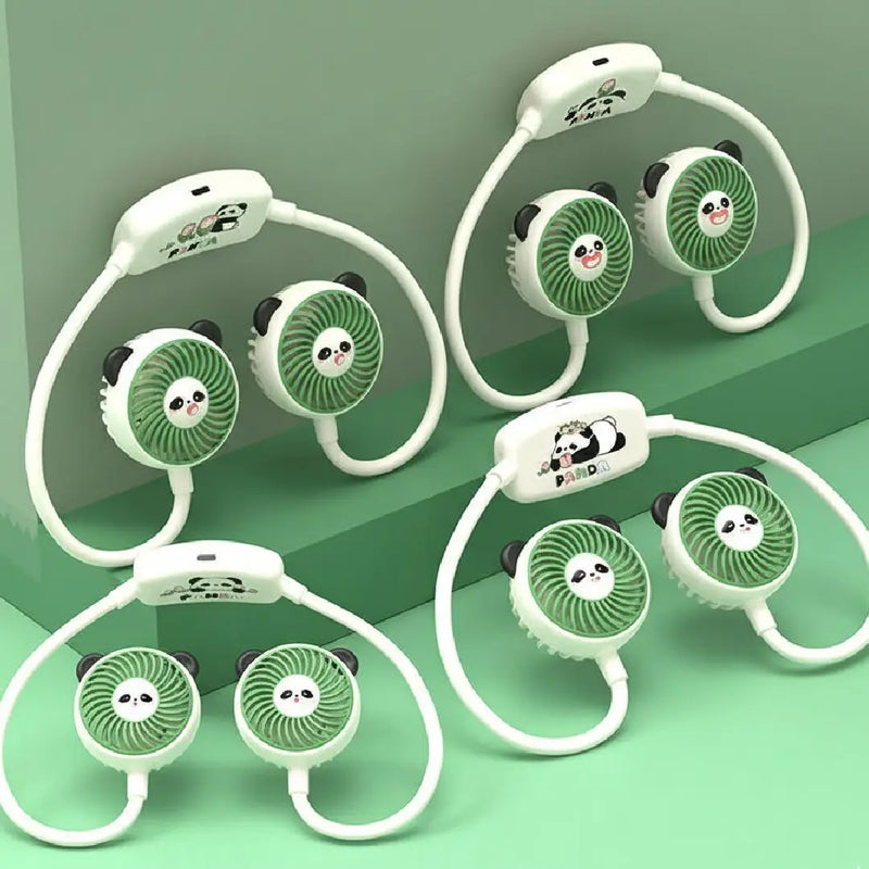 Cute Panda Wearable Neck Fan – Hands-Free Cooling