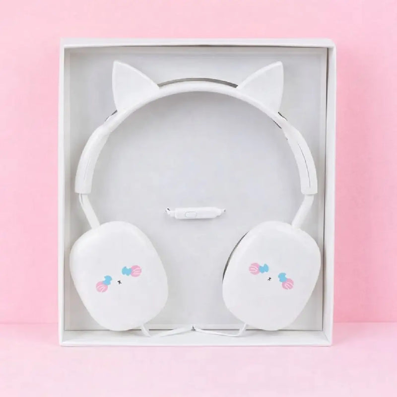 Kawaii Cute Cat Ear Wired Headphones with Comfortable Fit
