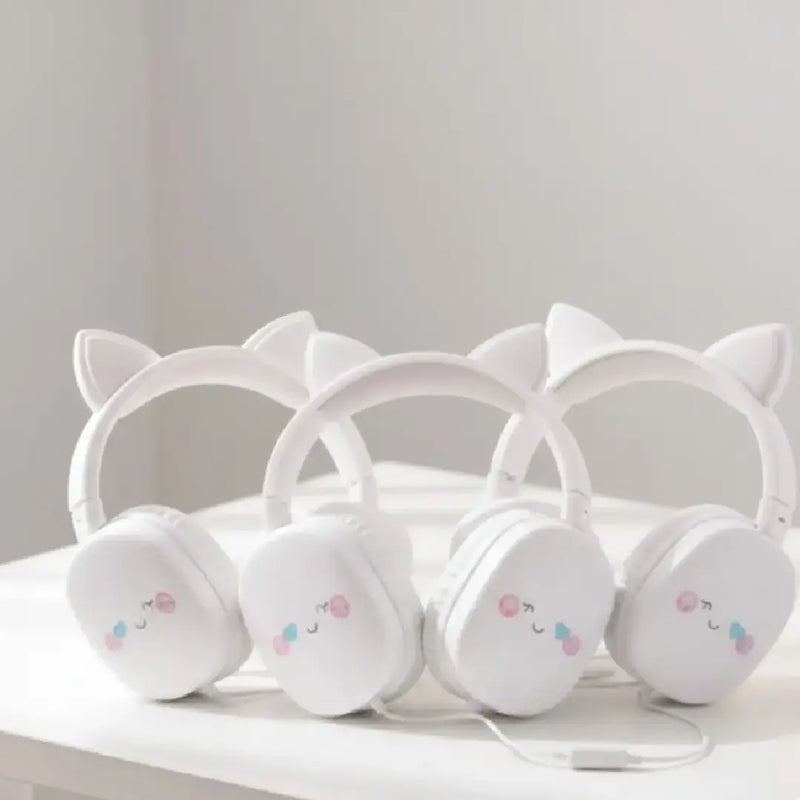 Kawaii Cute Cat Ear Wired Headphones with Comfortable Fit