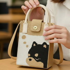 Black Puppy Knit Style - Mini Crossbody Bag