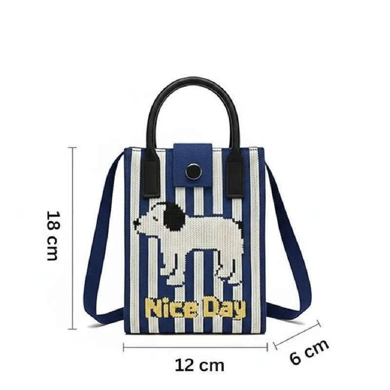 Cute Puppy Blue Vertical Style - Mini Crossbody Bag
