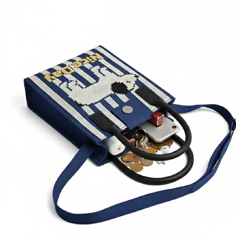 Cute Puppy Blue Vertical Style - Mini Crossbody Bag